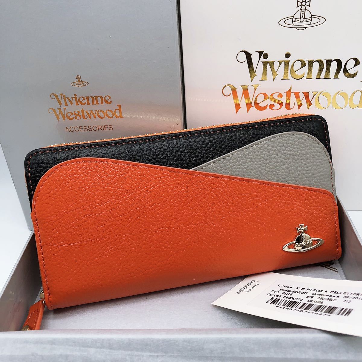 訳あり品】Vivienne Westwood 長財布 オーブ マルチカラー オレンジ 