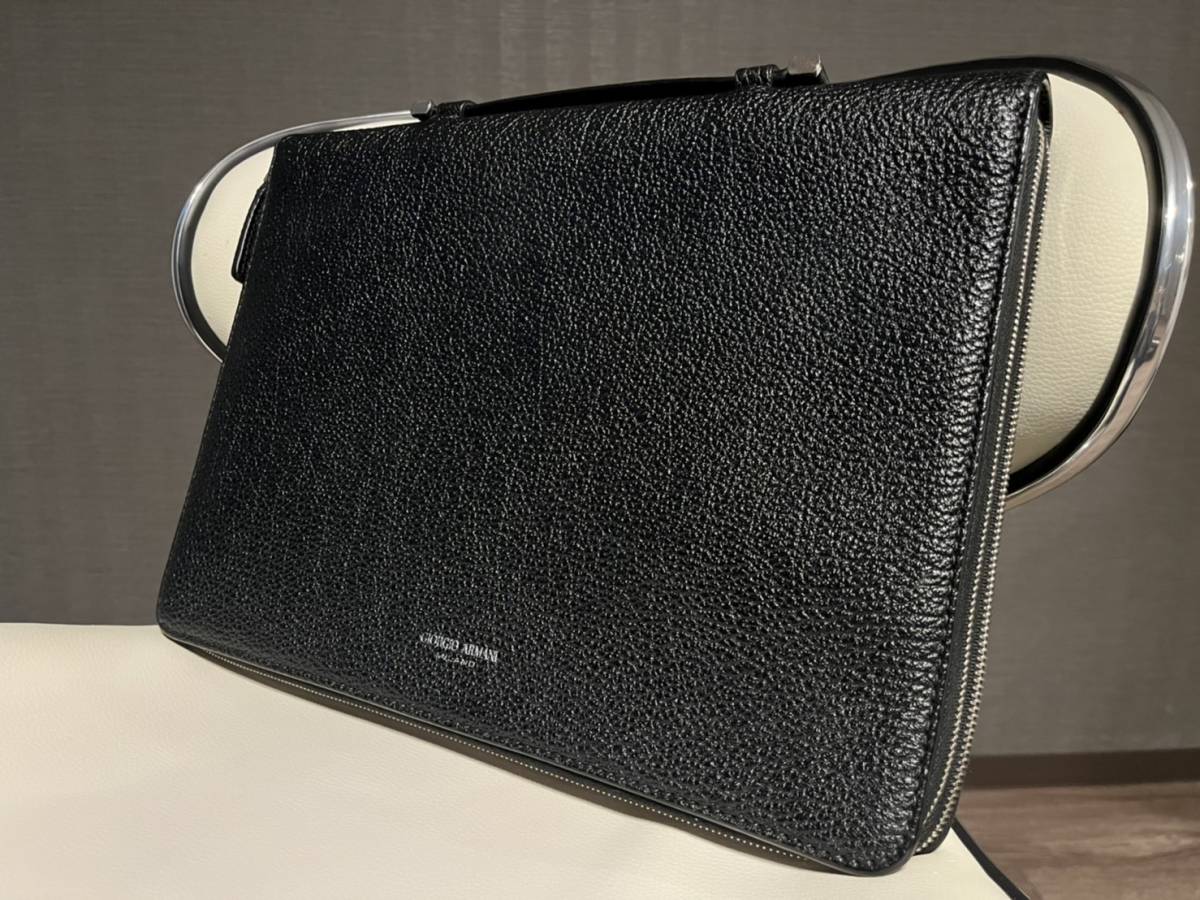  1円スタート GIORGIO ARMANI ジョルジオアルマーニ クラッチバッグ セカンドバッグ ブラック 羊革 ビジネス A4書類 PC収納可(その他)｜売買されたオークション情報、yahooの商品情報をアーカイブ その他
