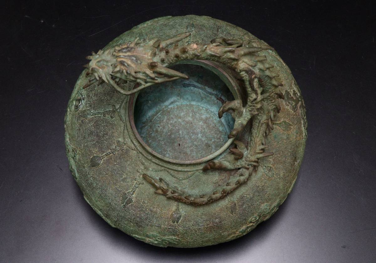 高岡銅器 銅製 米田秀保造 雲龍細工 香炉 重量2.7kg(その他 高岡銅器 銅製 米田秀保造 雲龍細工 香炉 重量2.7kg(その他
