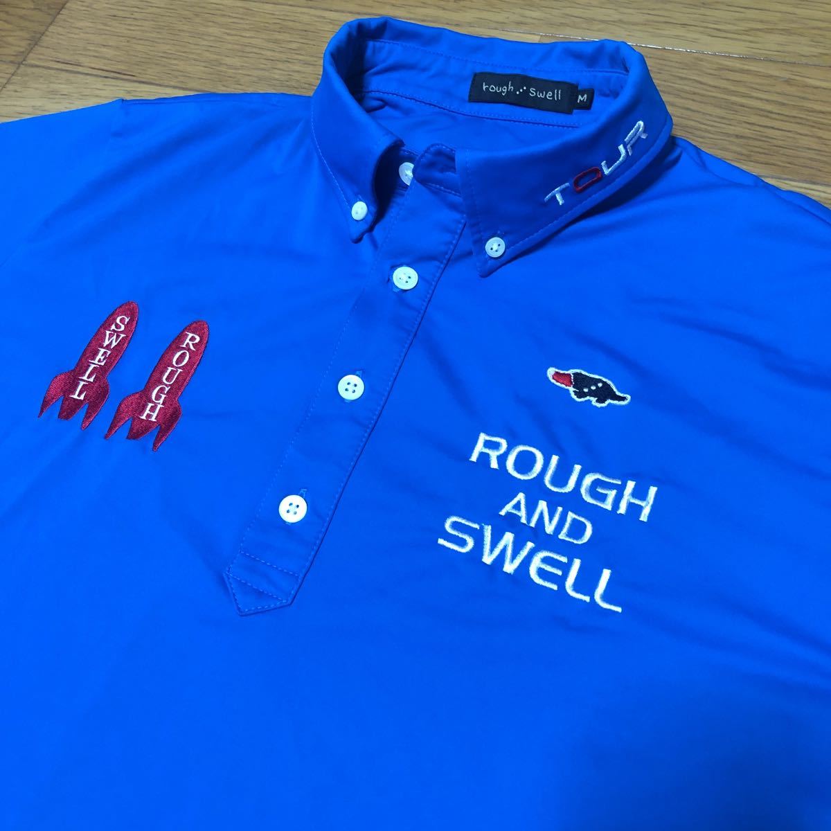 美品 rough&swell ラフアンドスウェル ポロシャツ サイズM ブルー系