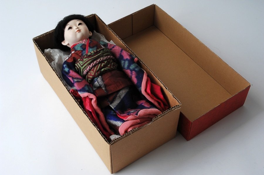 IFF004◇市松人形 山崎明咲 作 男の子 約35cm 木綿地 箱付き◇th
