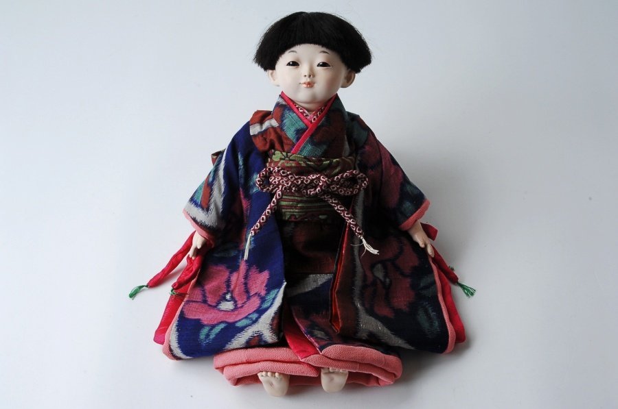 IFF004◇市松人形 山崎明咲 作 男の子 約35cm 木綿地 箱付き◇th