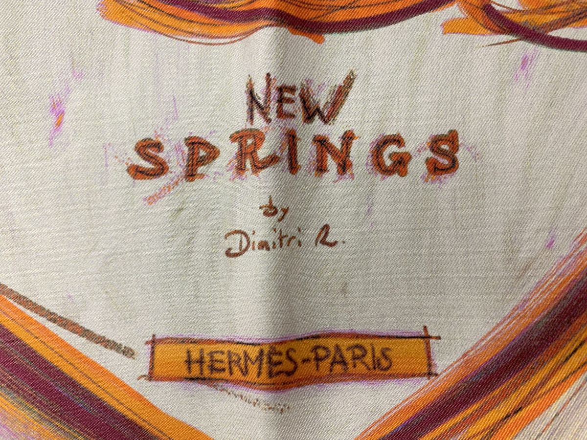 V008-I37-525 HERMES エルメス スカーフ カレ90 NEW SPRINGS 