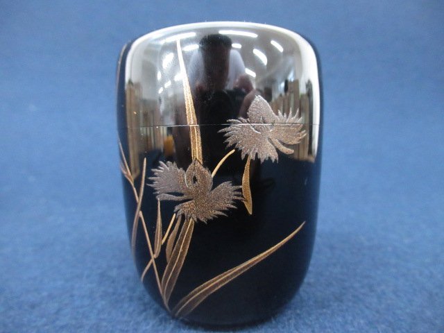 共箱 新井司峰作 長棗 秋草花蒔絵 平棗 鷺草新井