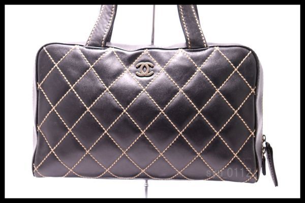 希少美中古■CHANEL 6番台 ワイルドステッチ レザー ハンドバッグ シャネル■0707sk22257