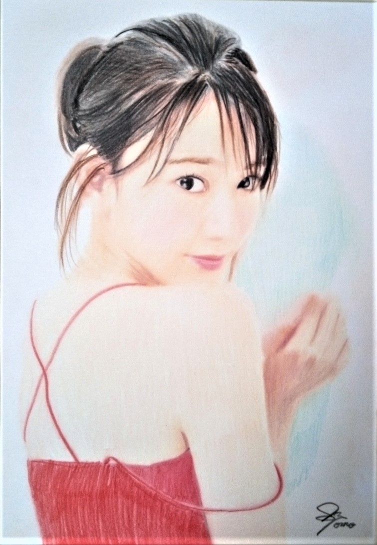 超美品 美人 Yahoo!オークション - 美人画 氏直筆色鉛筆画のYahoo