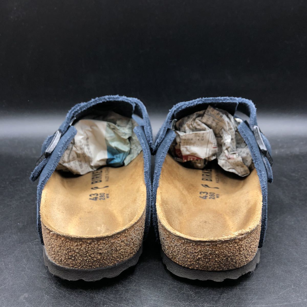 美品 ビルケンシュトック 43 28.0 ボストン サンダル レザー ネイビー