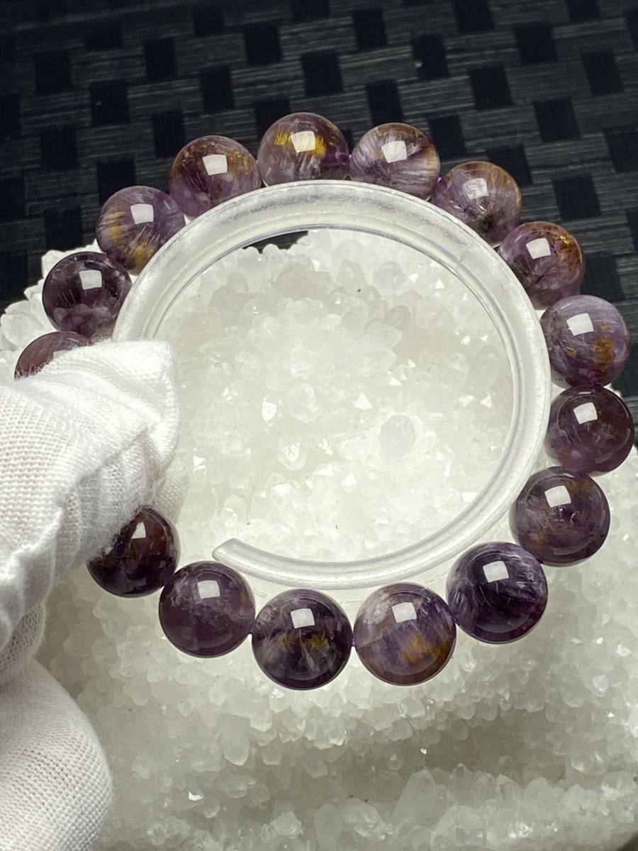 即決 0605n448 天然美品☆【10A太陽花カコクセナイト】☆ブレス 12