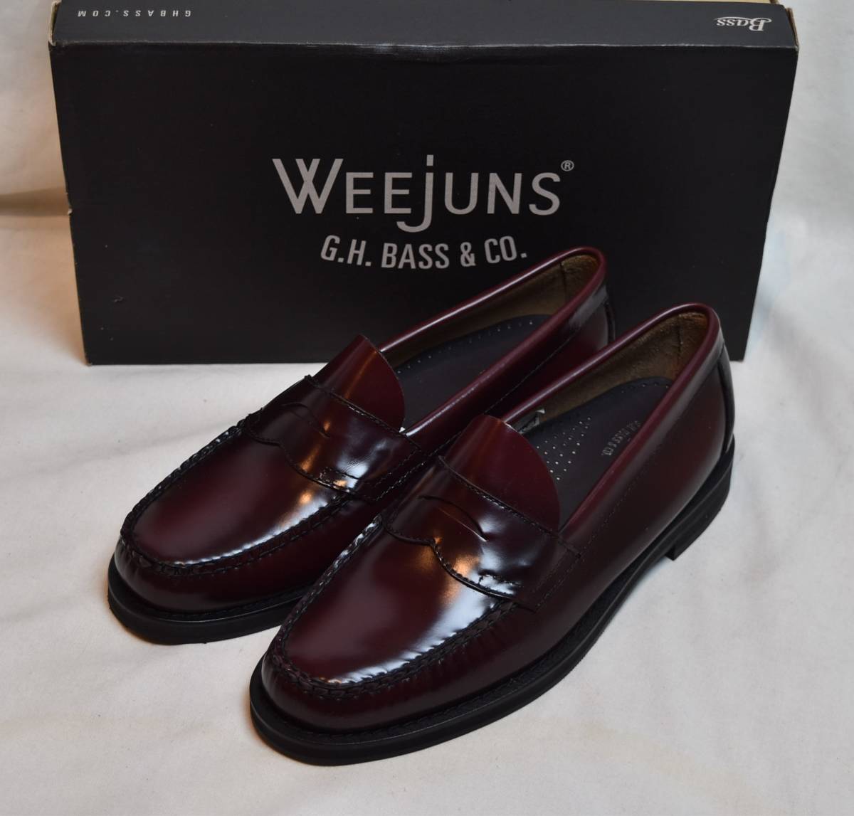 G H Bass LOGAN USA バス ペニーローファー黒本革 US7 5E