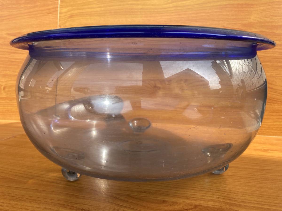 昭和レトロ　三つ脚　切子　金魚鉢 魚用品・水草 昭和レトロ 三つ脚 切子 金魚鉢
