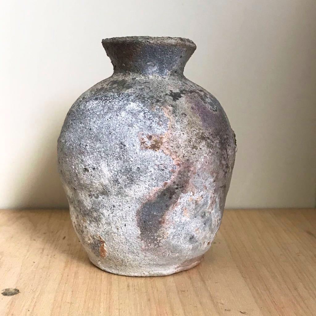 自然釉花入 花器 信楽 穴窯 薪窯 窯変 緋色 焼き締め フラワー