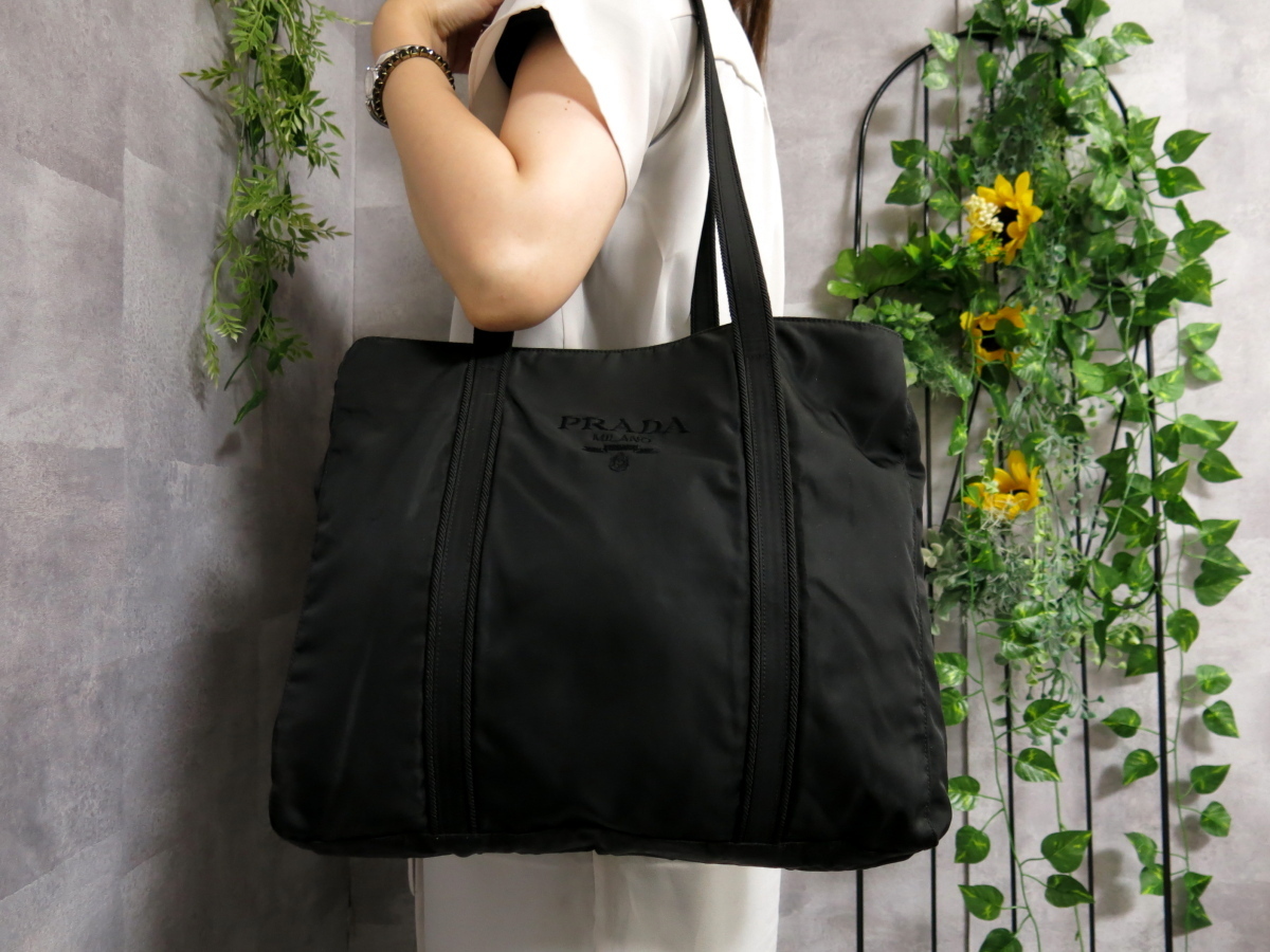 ○超美品○PRADA プラダ○ロゴ刺繍○ポコノ ナイロン○トート バッグ  