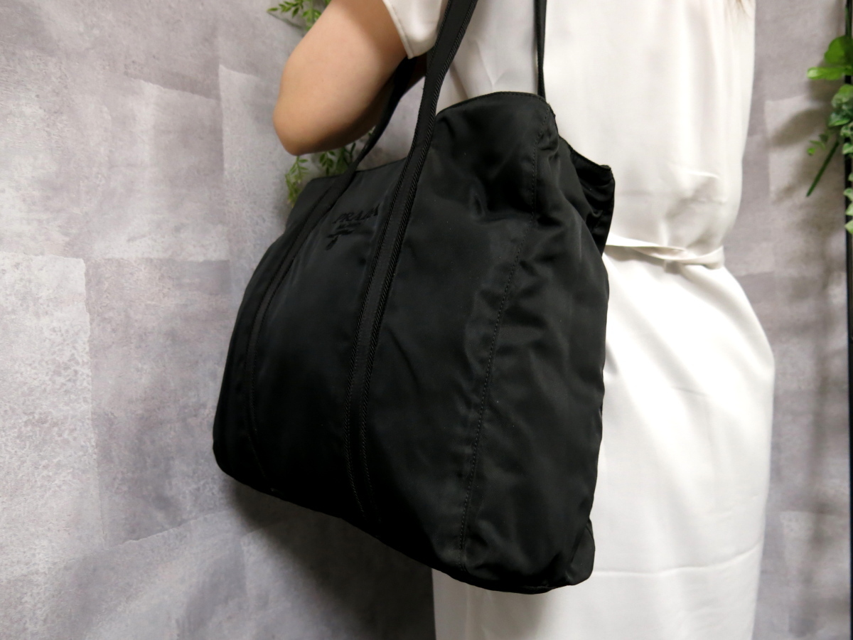 ○超美品○PRADA プラダ○ロゴ刺繍○ポコノ ナイロン○トート バッグ  