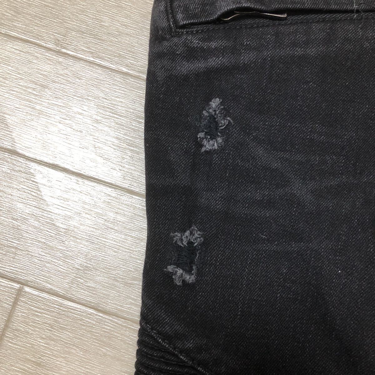 BIKER バイカーデニム BALMAIN（バルマン）SLIM (スリム JEANS 国内正規品 2786★ BALMAIN バルマン バイカー デニムパンツ ジーンズ ダメージ加工 28 メンズ ブラック