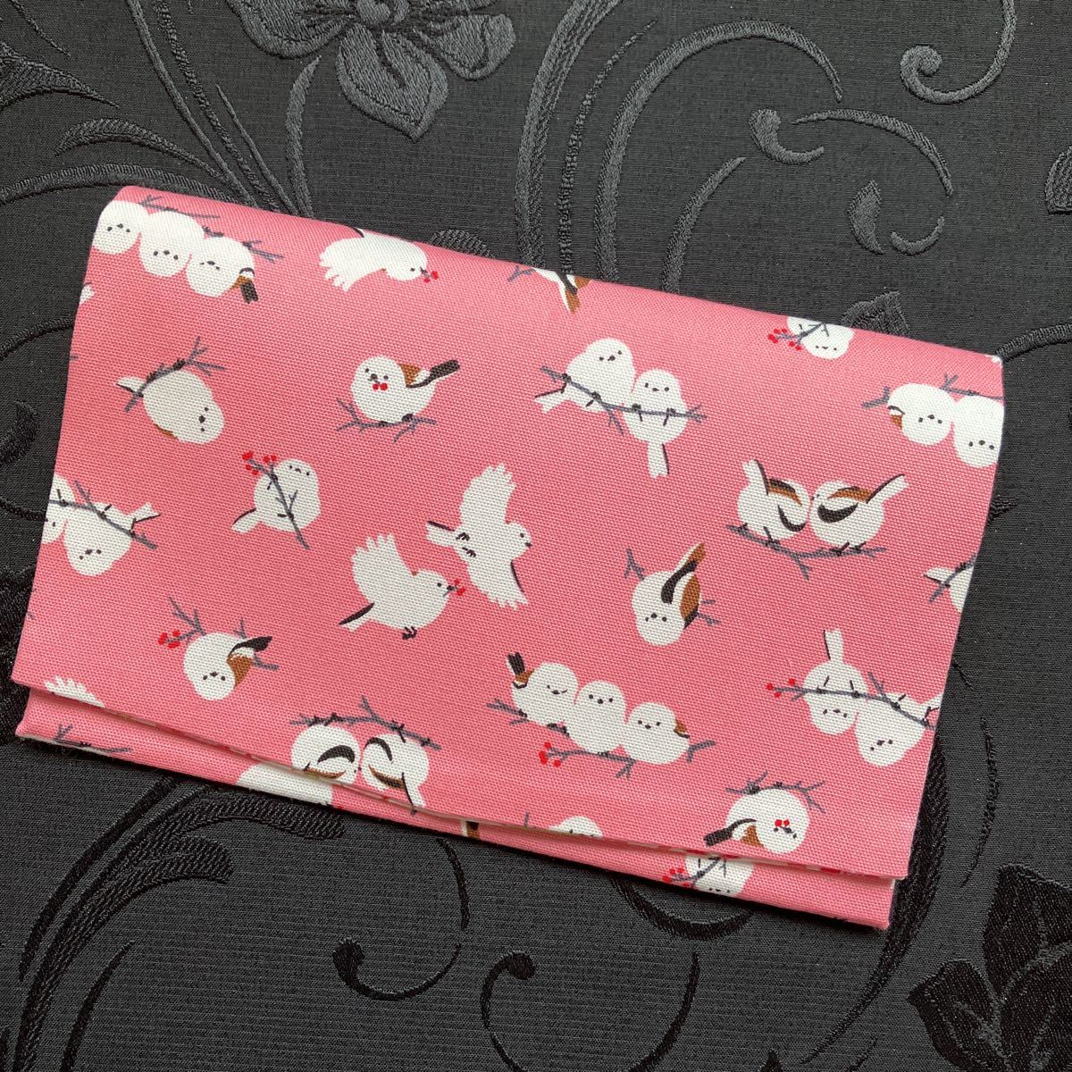 ハンドメイド】御朱印帳ケース シマエナガ ピンク(通帳、手帳ケース  