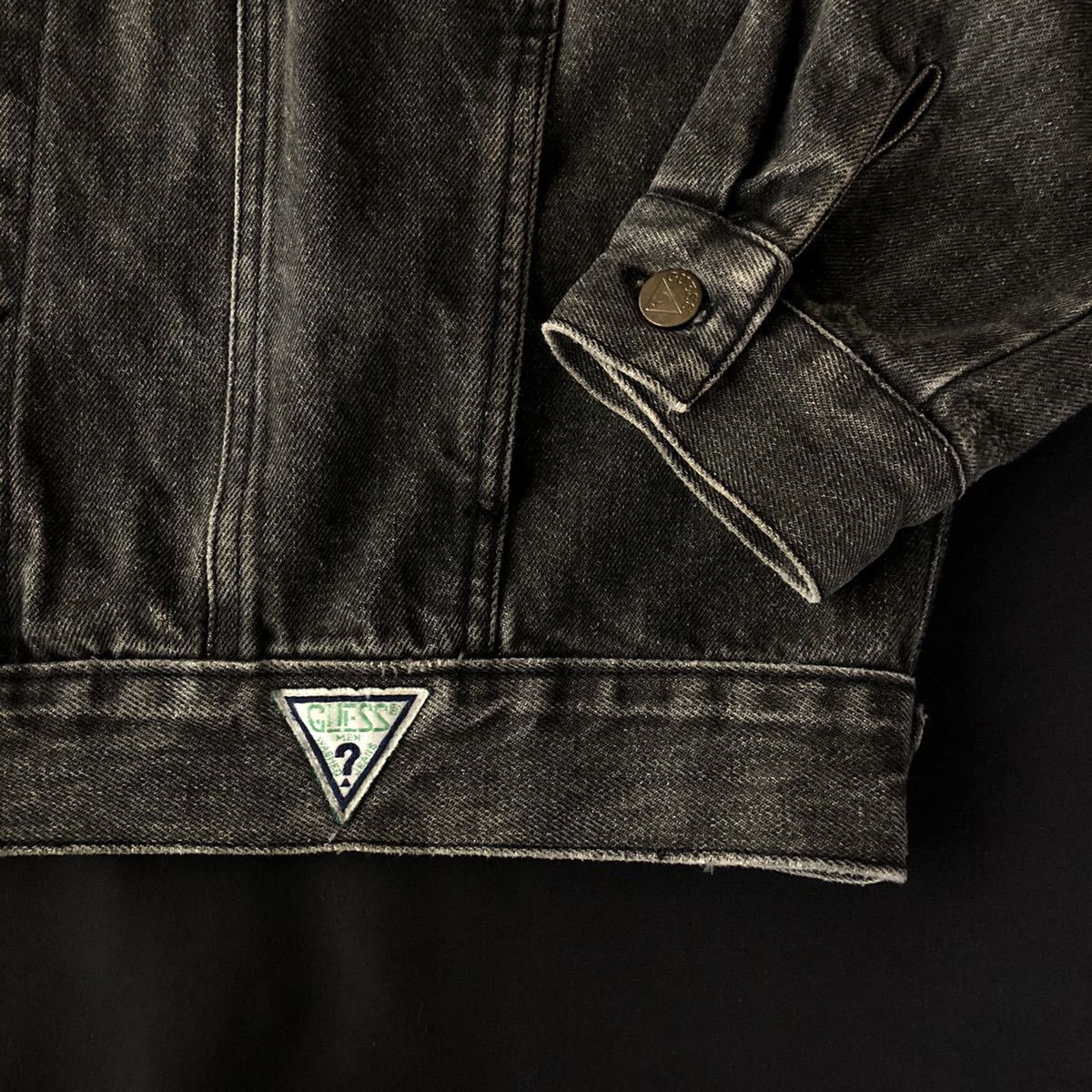 80s GUESS Georges Marciano Black Denim Jacket USA製 先染め ゲス 