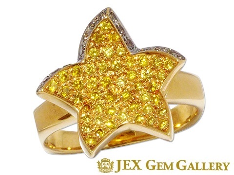 K18/ブラックロジウム イエロー/ブラウンダイヤモンドリング No.44453