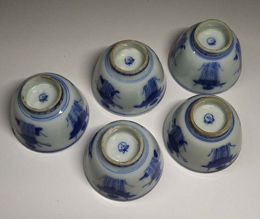 中国古玩 染付 新渡 唐物 - 煎茶碗 日産 時代物 箱付 中国美術
