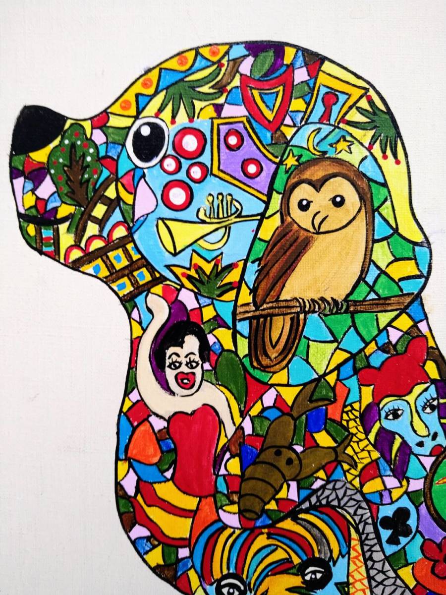 F6号】ジミー大西【Dog】手描き/表裏サイン有り/油彩/アクリル/絵画