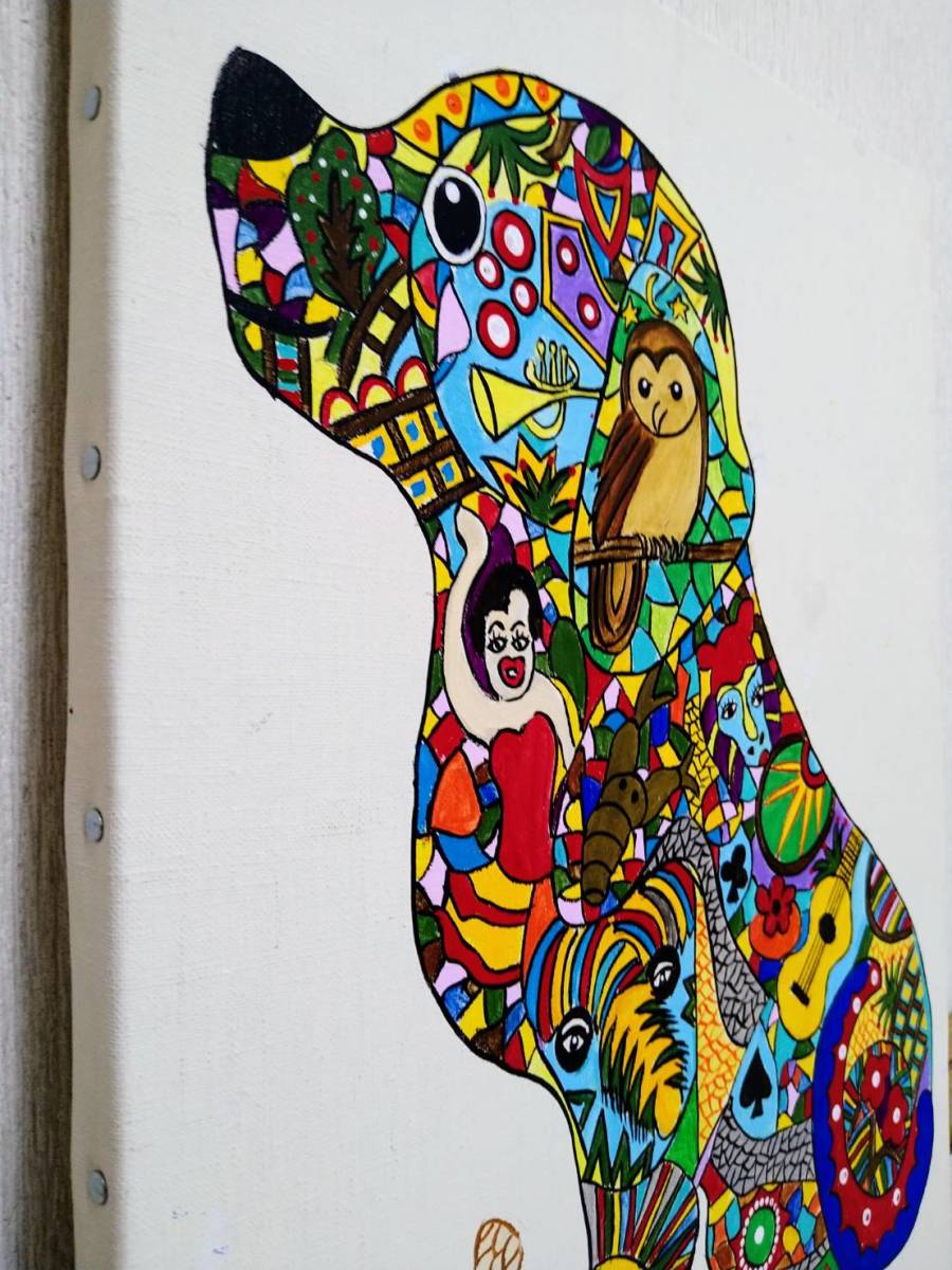 SALE【F6号】ジミー大西（DOG）手描き/表裏サイン有り/油彩/アクリル