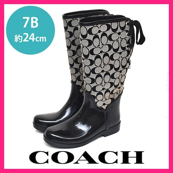 コーチ COACH シグネチャー レインブーツ ブラック 黒 7B(約24cm) sh22