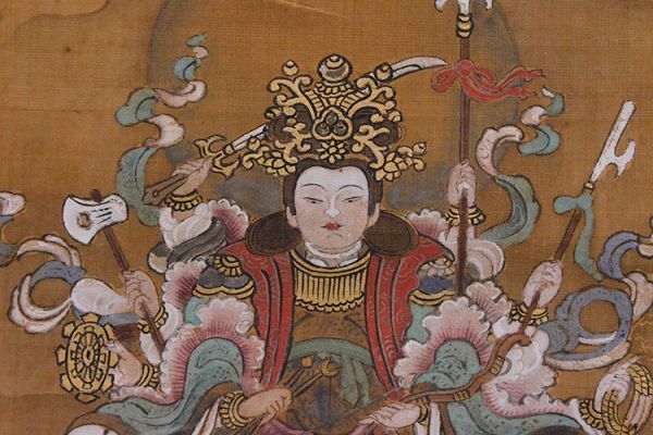 瓢】仏画 「金光明最勝王経曼荼羅図」 絹本 弁財天曼荼羅 宝塔 仏像 古