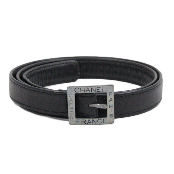 【美品】CHANEL シャネル 96A カンボン スクエア レザー ベルト CHANEL シャネル 96A カンボン レザー ベルト ブラック サイズ80/32