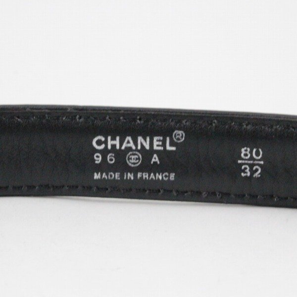 CHANEL シャネル 96A カンボン レザー ベルト ブラック サイズ80/32