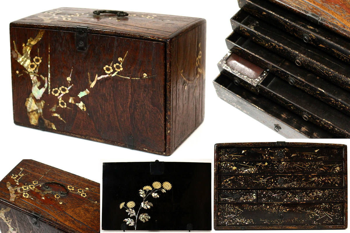 茶道具　漆塗　時代秋草蒔絵　棗　時代箱　M　R6284 漆芸品 茶道具 棗【中村湖舟作 秋草蒔絵 棗 共箱】金蒔絵 加賀蒔絵 共