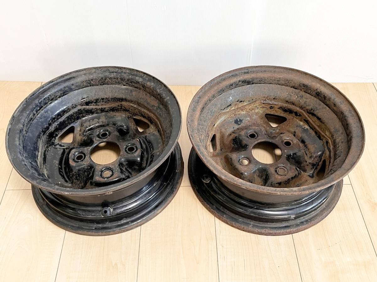 希少 レア!!旧車】12インチ 深リム スチールホイール 2本☆PCD114.3 5J 