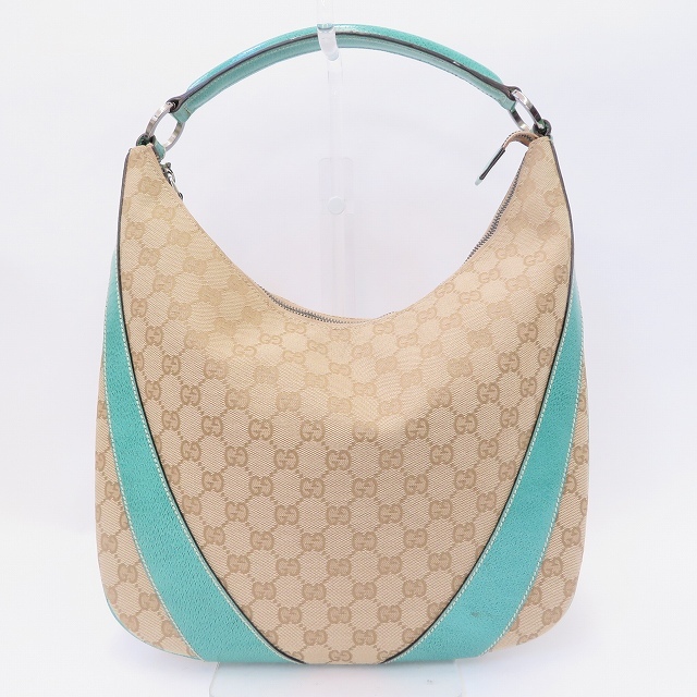 anb グッチ GUCCI ショルダーバッグ ベージュ グリーン キャンバス 