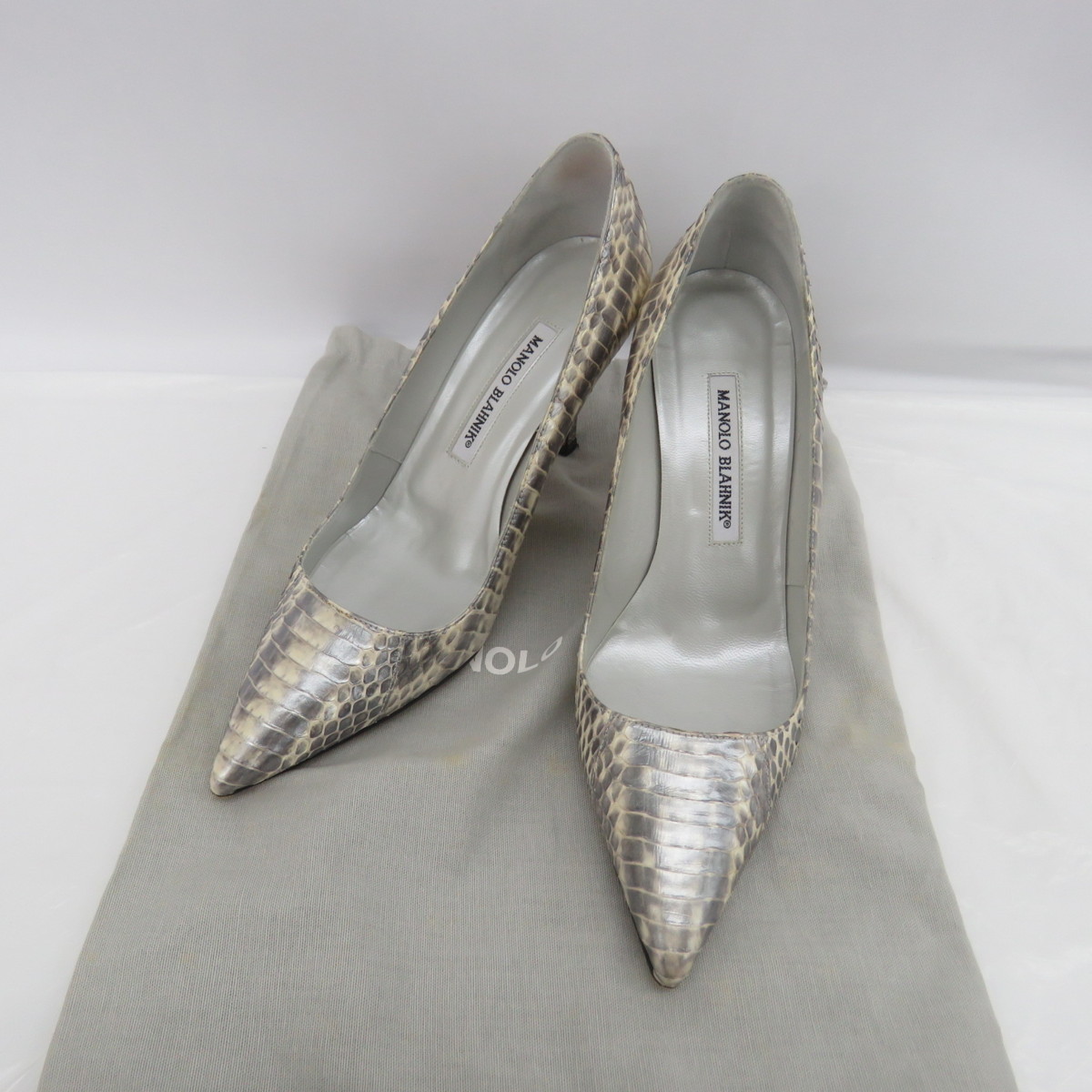 中古品】MANOLO BLAHNIK マノロ・ブラニク ハイヒール パイソン