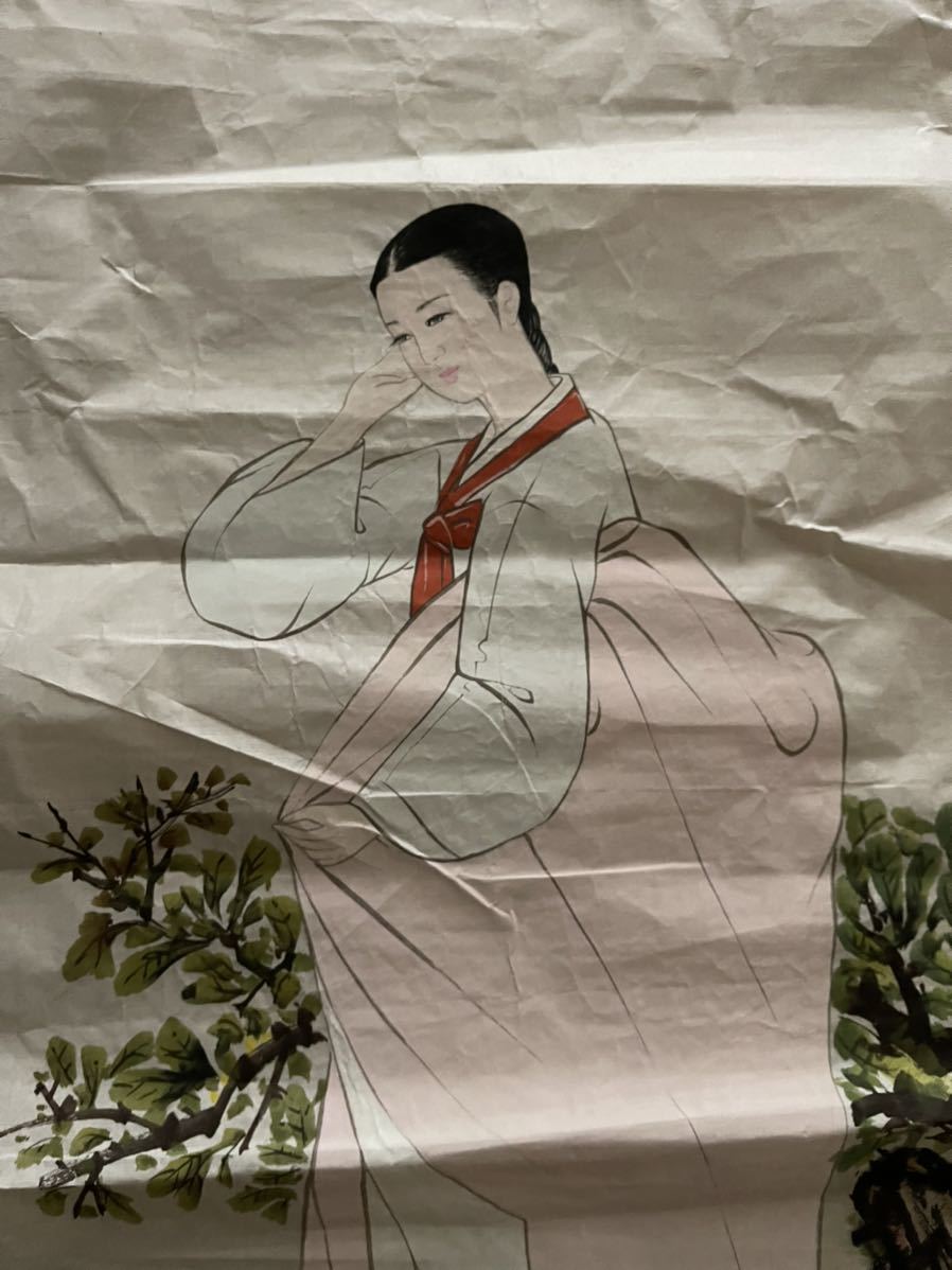 美人画 朝鮮 李朝 肉筆 韓国 蕙園伝神帖 申潤福 「雙劍對