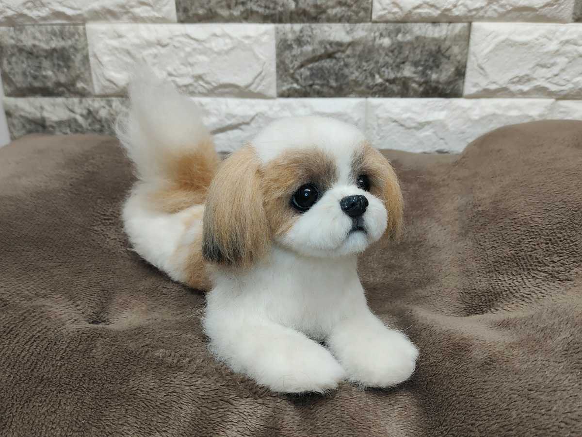 NE-NE 羊毛フェルト 犬 シーズー ハンドメイド ぬいぐるみ 犬 シーズー 