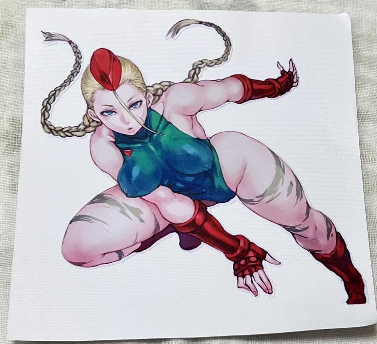 当選品 ストリートファイター キャミィ 額装仕様 カプ旅ステッカーイラスト 防水タイプ ストリートファイター キャミィ ステッカー 15cm A