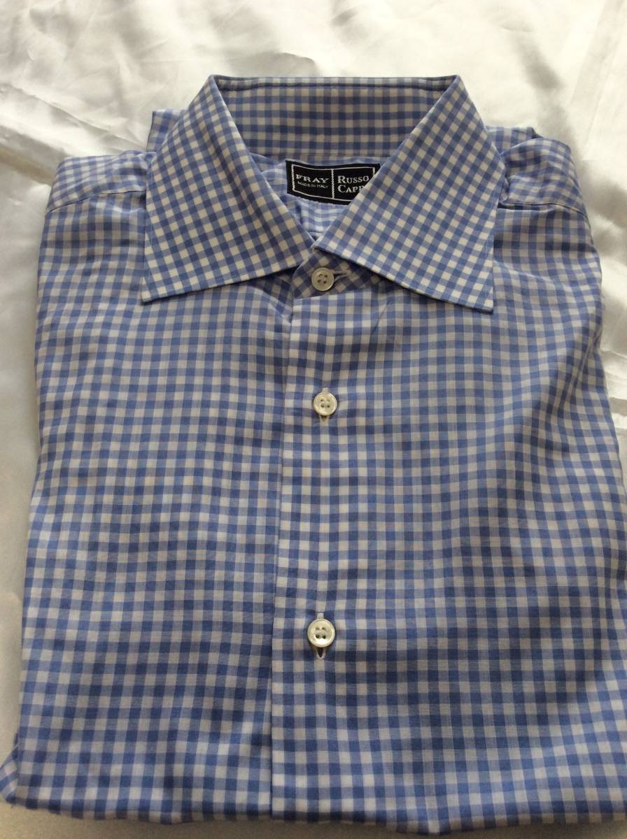 新品近い】FRAYフライ☆ブルーギンガムチェックシャツ☆39‐15 1/2M 