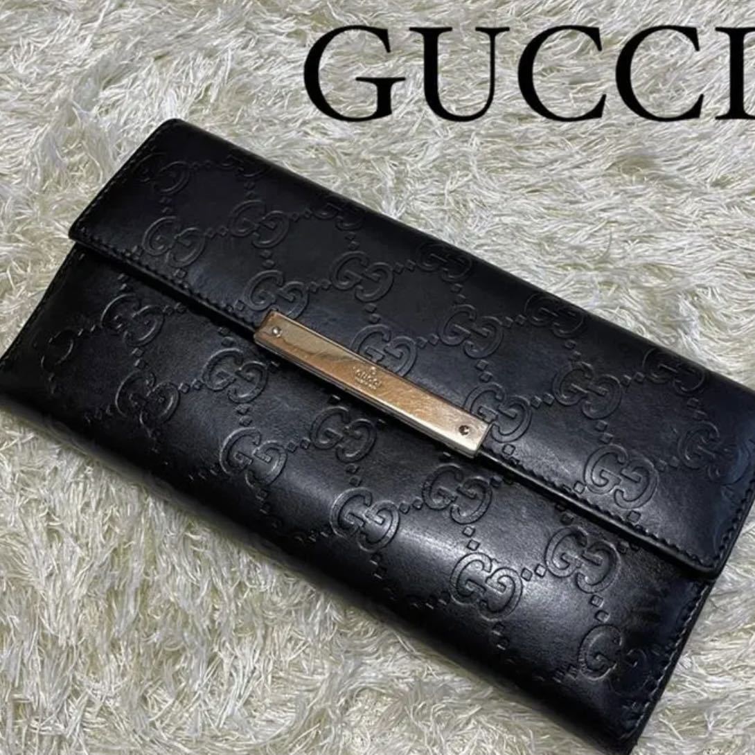 限定SALE，定番人気】 GUCCI グッチ シマライン シマレザー 長財布 GG 