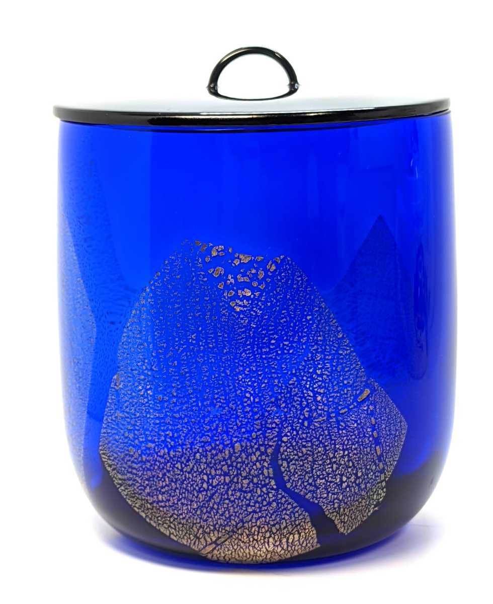 瑠璃義山切箔水指 茶道具 中古品 キズがあります 元箱はありません