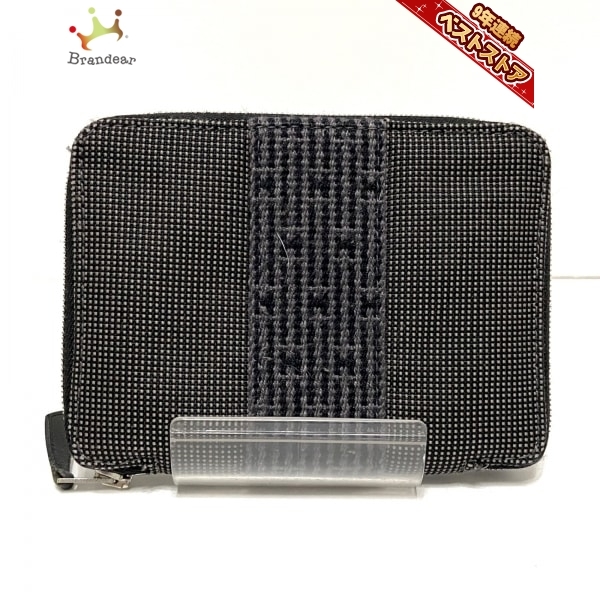 エルメス エールライン パースPM PM パース パースGM エルメス HERMES 2つ折り財布 エールラインパースPM ポリエステル×ポリアミド ダークグレー×黒 ラウンドファスナー 財布