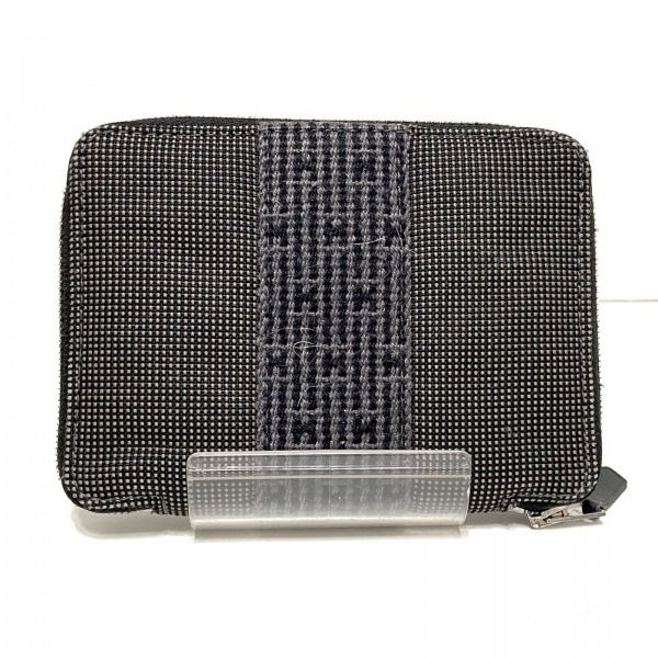 エルメス エールライン パースPM PM パース パースGM エルメス HERMES 2つ折り財布 エールラインパースPM ポリエステル×ポリアミド ダークグレー×黒 ラウンドファスナー 財布