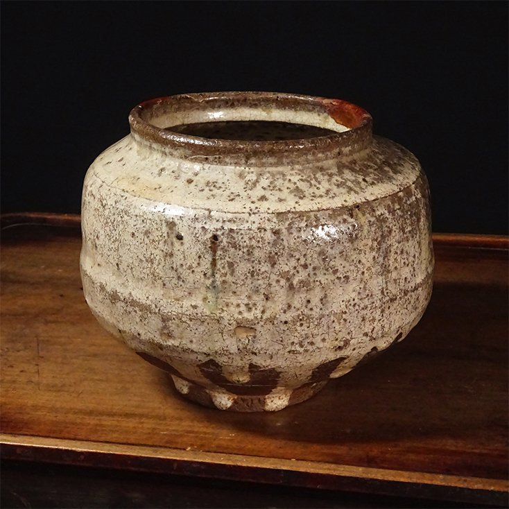 慶應◇16世紀 桃山時代 斑唐津壺 時代箱 本歌桃山古唐津の名品！ 唐津