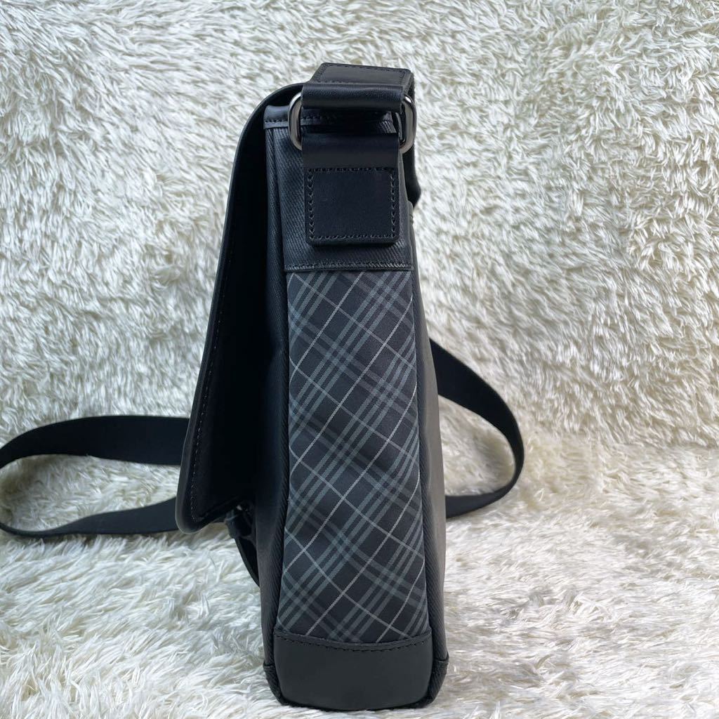 1円【新品同様・超稀少】BURBERRY BLACK LABEL バーバリーブラックレーベル ショルダーバッグ メッセンジャーバッグ ノバチェック ブラック