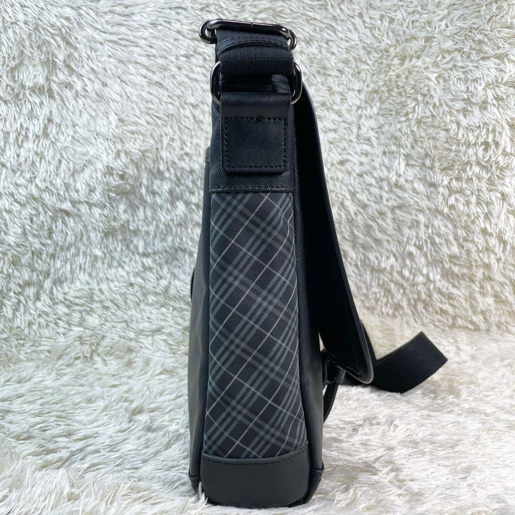1円【新品同様・超稀少】BURBERRY BLACK LABEL バーバリーブラックレーベル ショルダーバッグ メッセンジャーバッグ ノバチェック ブラック