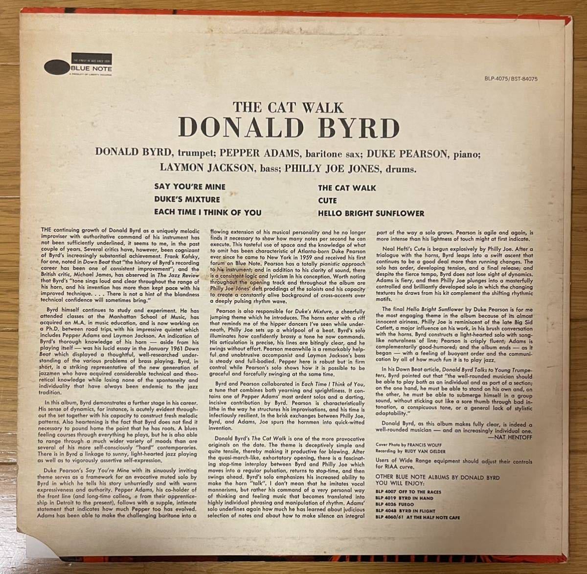 Cat Walk The - Donald Byrd : BYRD Vinyl ⁄ Note 米RVG刻印DONALD