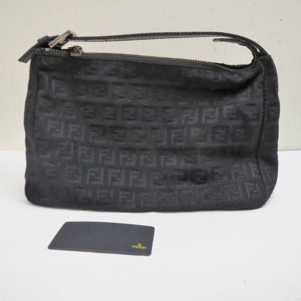 ♪A53108：フェンディ FENDI ズッキーノ柄 ハンドバッグ ポーチ ミニ 