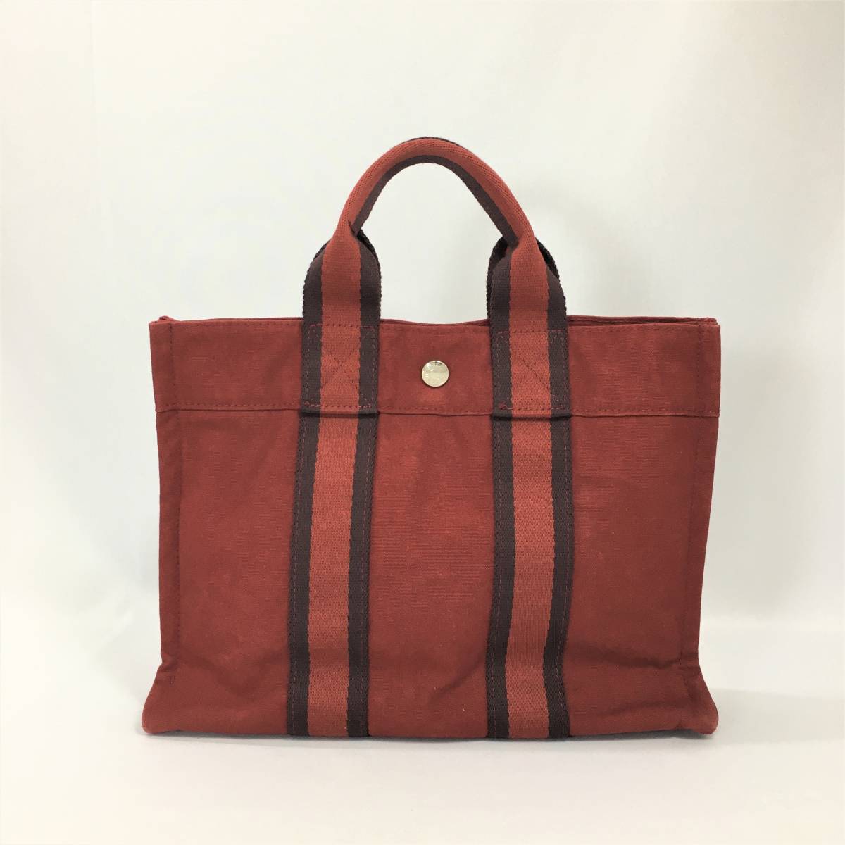 エルメス フールトゥPM キャンバス ボルドー レッド系 トートバッグ