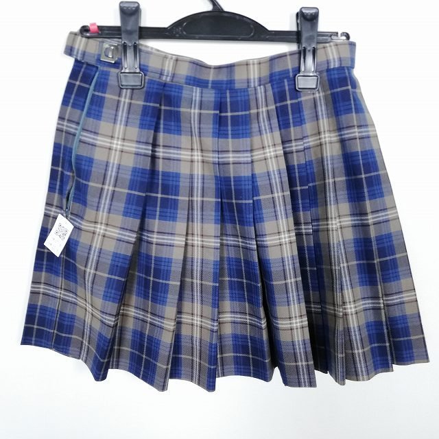 1円 スクールスカート 冬物 チェック 東京田無高校 ミニスカート プリーツ 学生服 制服 女子 中古 HK3718