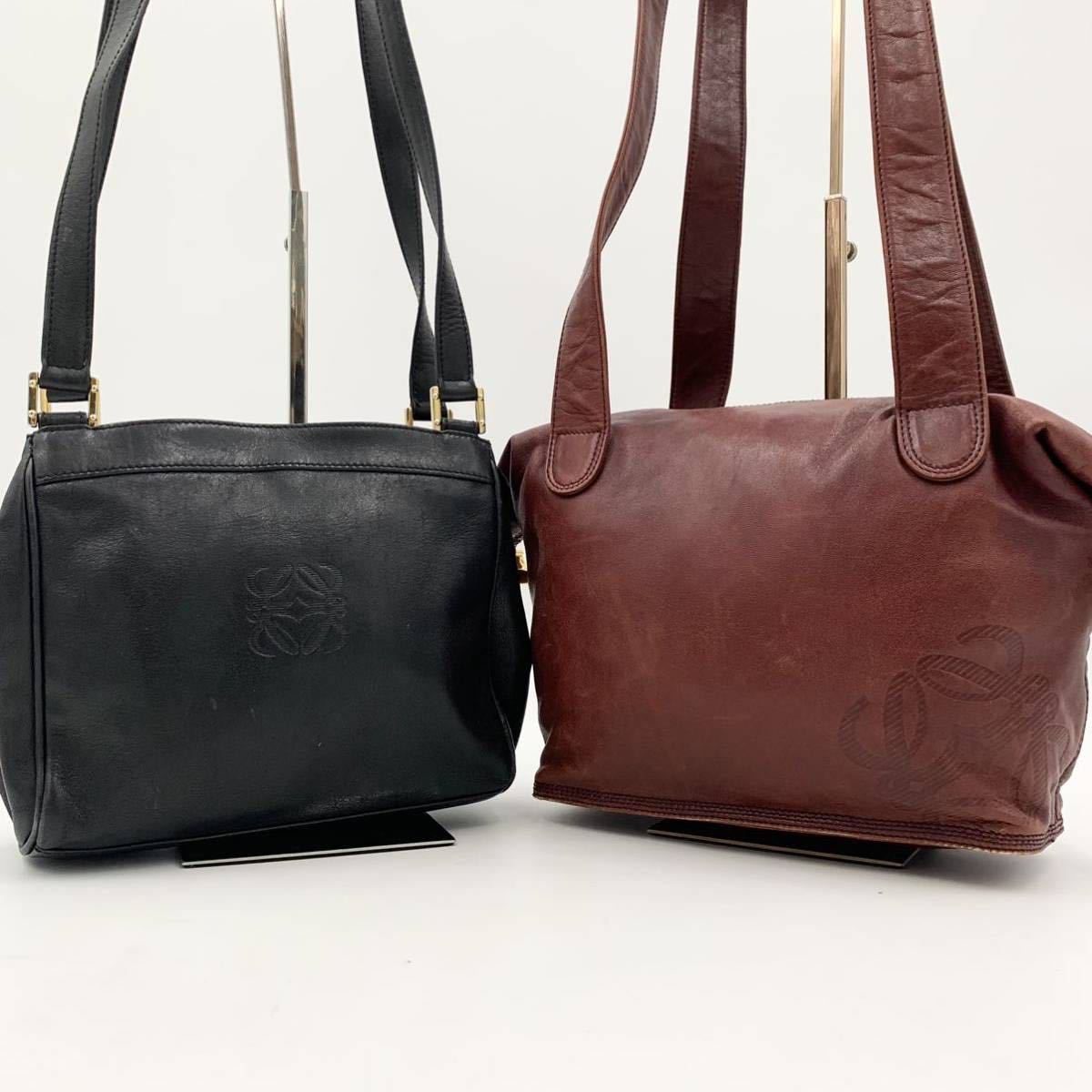 Yahoo!オークション - 1円 LOEWE ロエベ リピートアナグラム PVC×レザ 