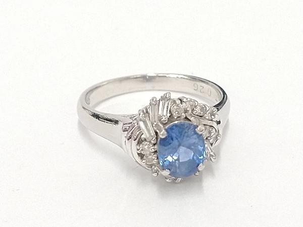 プラチナ Pt900 ダイヤ0.26ct カラーストーン1.07ct デザイン リング 
