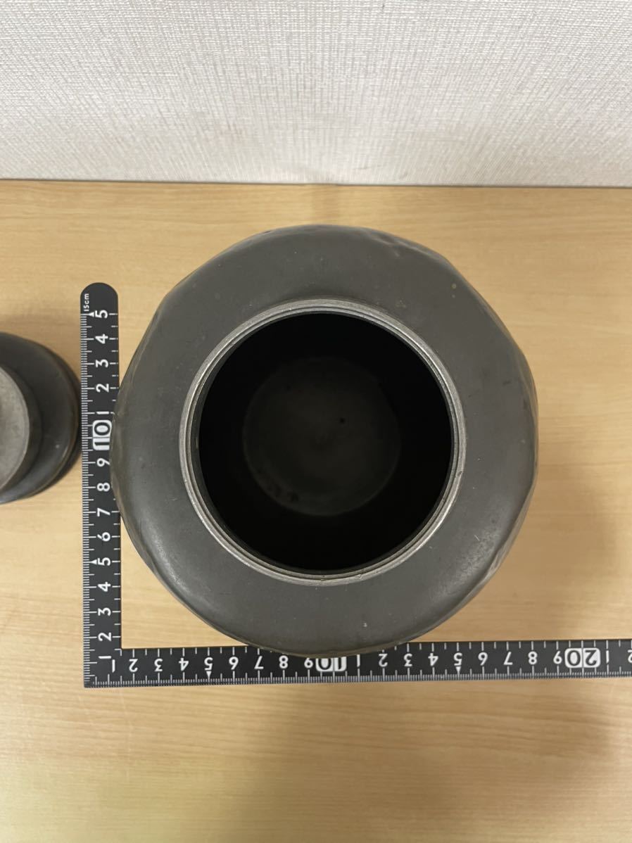 ○1円出品 逸品 御錫屋天下一美作守 在銘 大茶心壺 大茶入 茶壺 茶壷